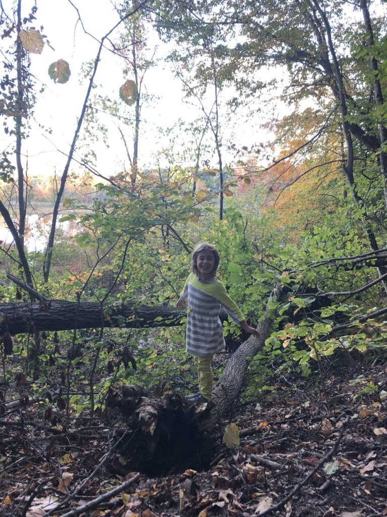 Ainsley walked out to pose on a downed tree. 